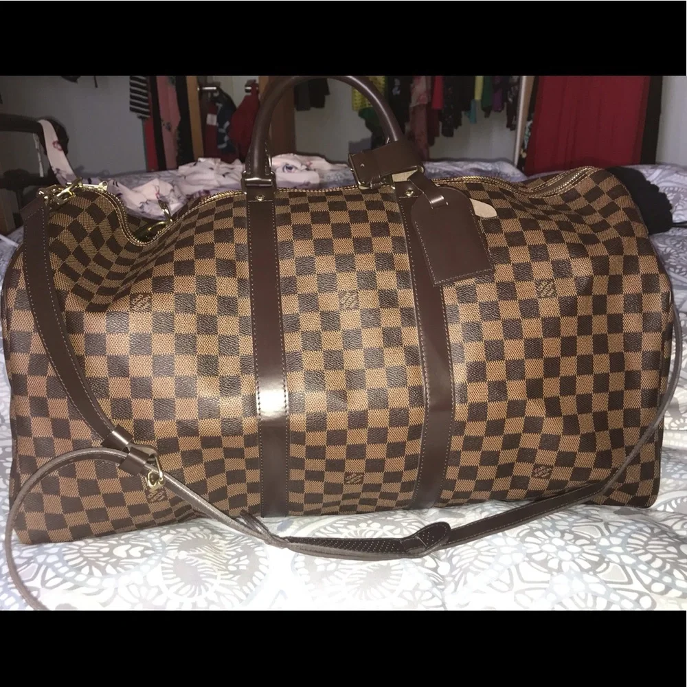 Louis Vuitton Brown Damier Ebene Keepall Travel Bag 55